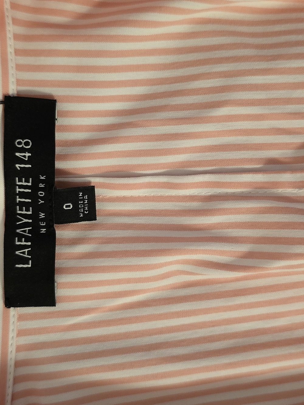 Lafayette 148 New York Striped V-Neck Blouse Size 0 Pink Preppy Office Business - Picture 5 of 5